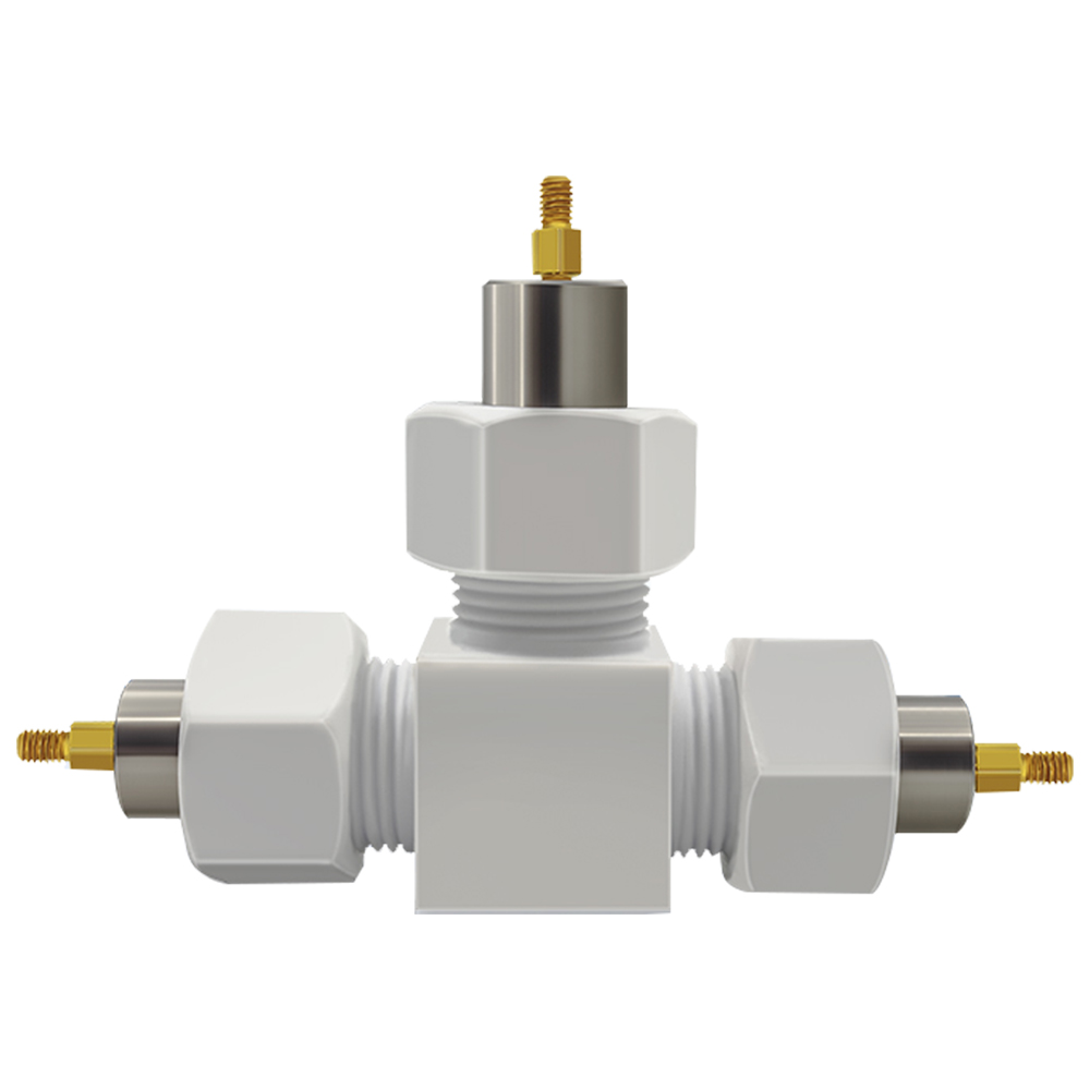 Simulated battery mold/triple electrode assembly by Swagelok